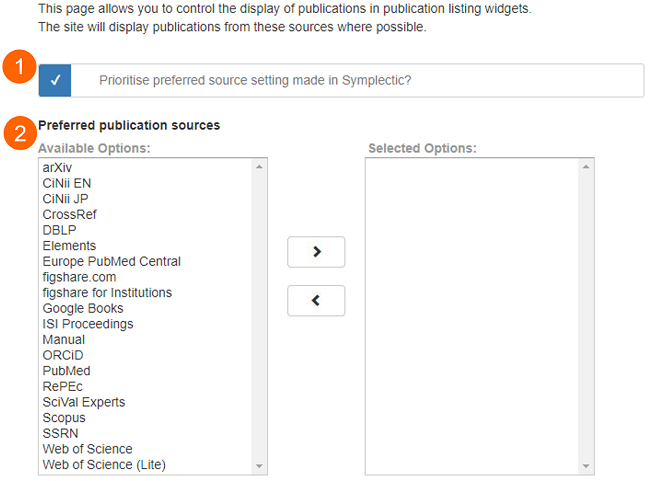 Publications source selection